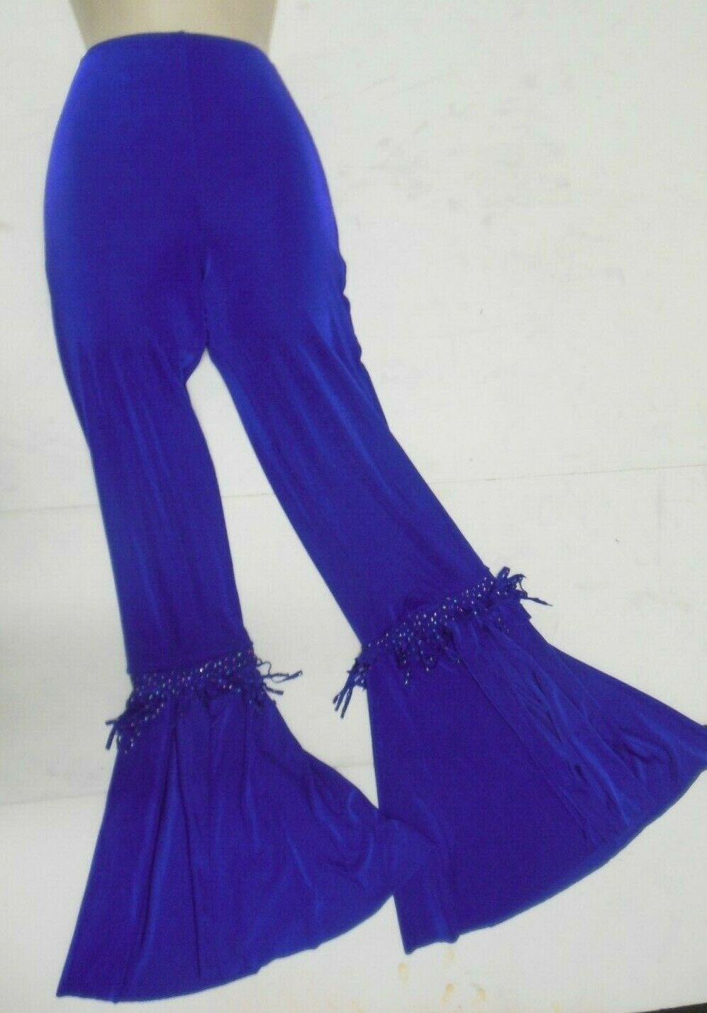 Slinky Lycra Bellbottom Dance Jazz Pants Plum Purple Child Sizes Fringie Detail