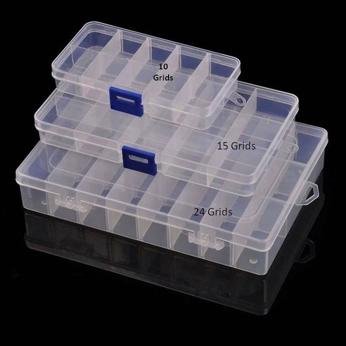 Plastic Box 24/15/10 Grid Adjustable Organizer Jewelry Bead Storage Container