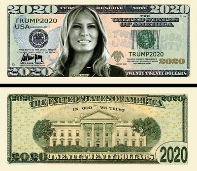 First Lady Melania Trump In 2020 Dollar Bill Play Funny Money + Free Sleeve
