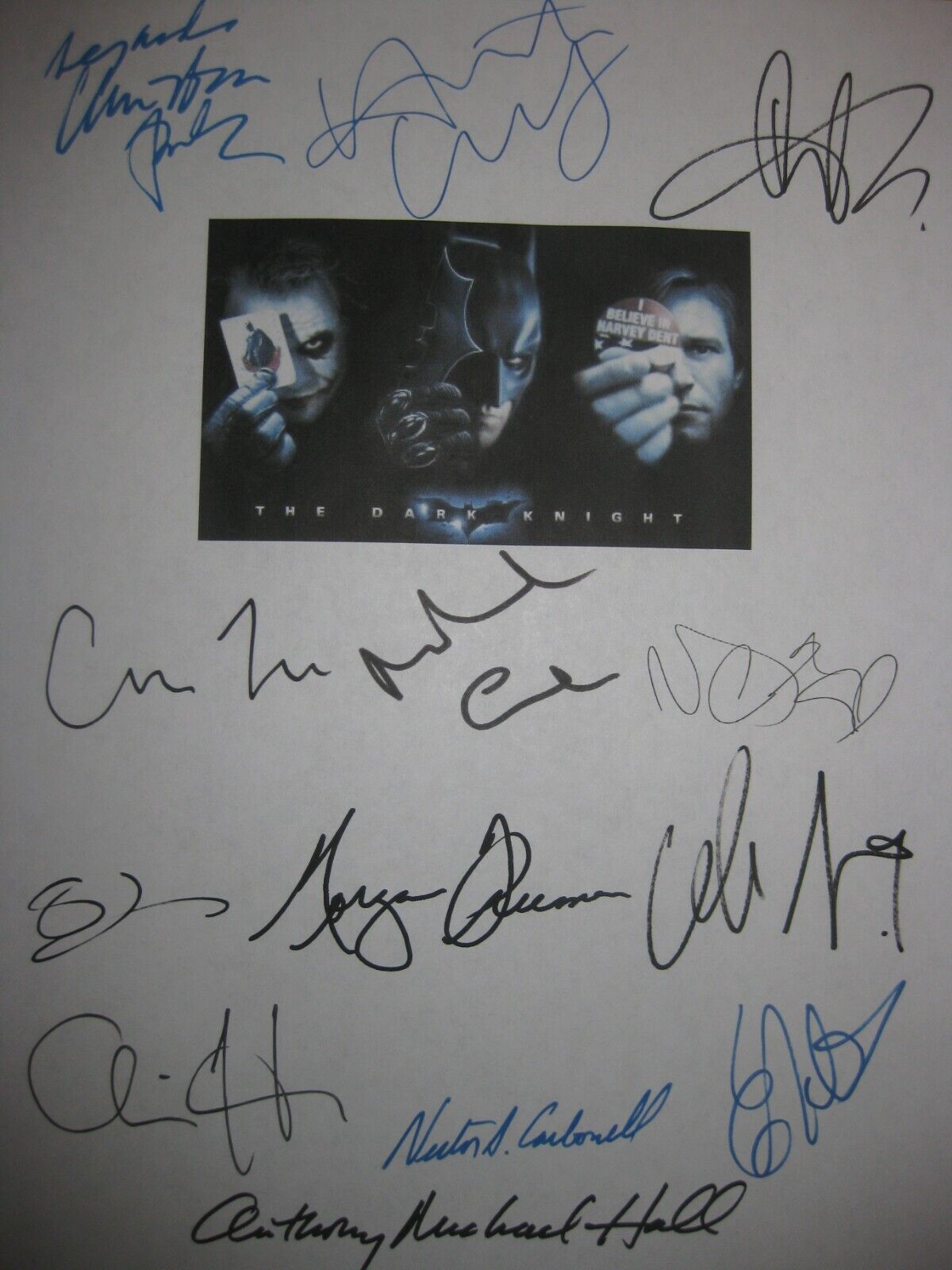 The Dark Knight Signed Script X13 Christian Bale Heath Ledger Aaron Eckhart Rpnt