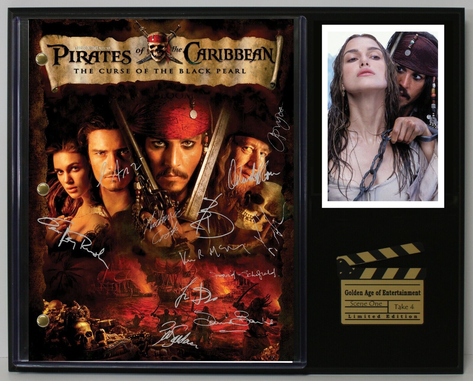 Pirates Of The Caribbean Reproduction Signed Movie Script Wood Plaque Display