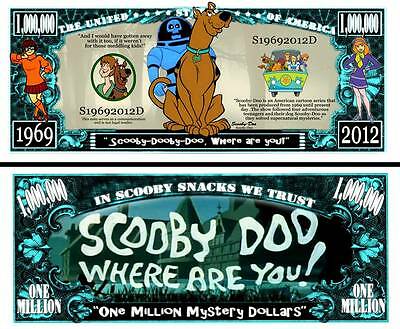 Scooby Doo Million Dollar Bill Play Funny Money Novelty Note + Free Sleeve
