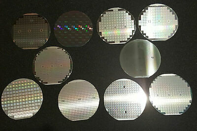 10 Assorted Four Inch Silicon Wafers - All Printed, All American, Circa 1980s