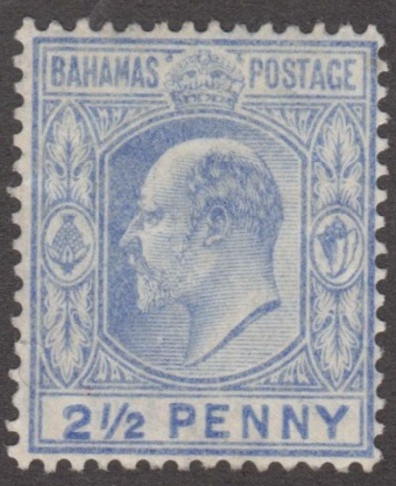 Bahamas #46 Unused Edward Vii 2.5d Wmk 3 1907 Cv $32.50