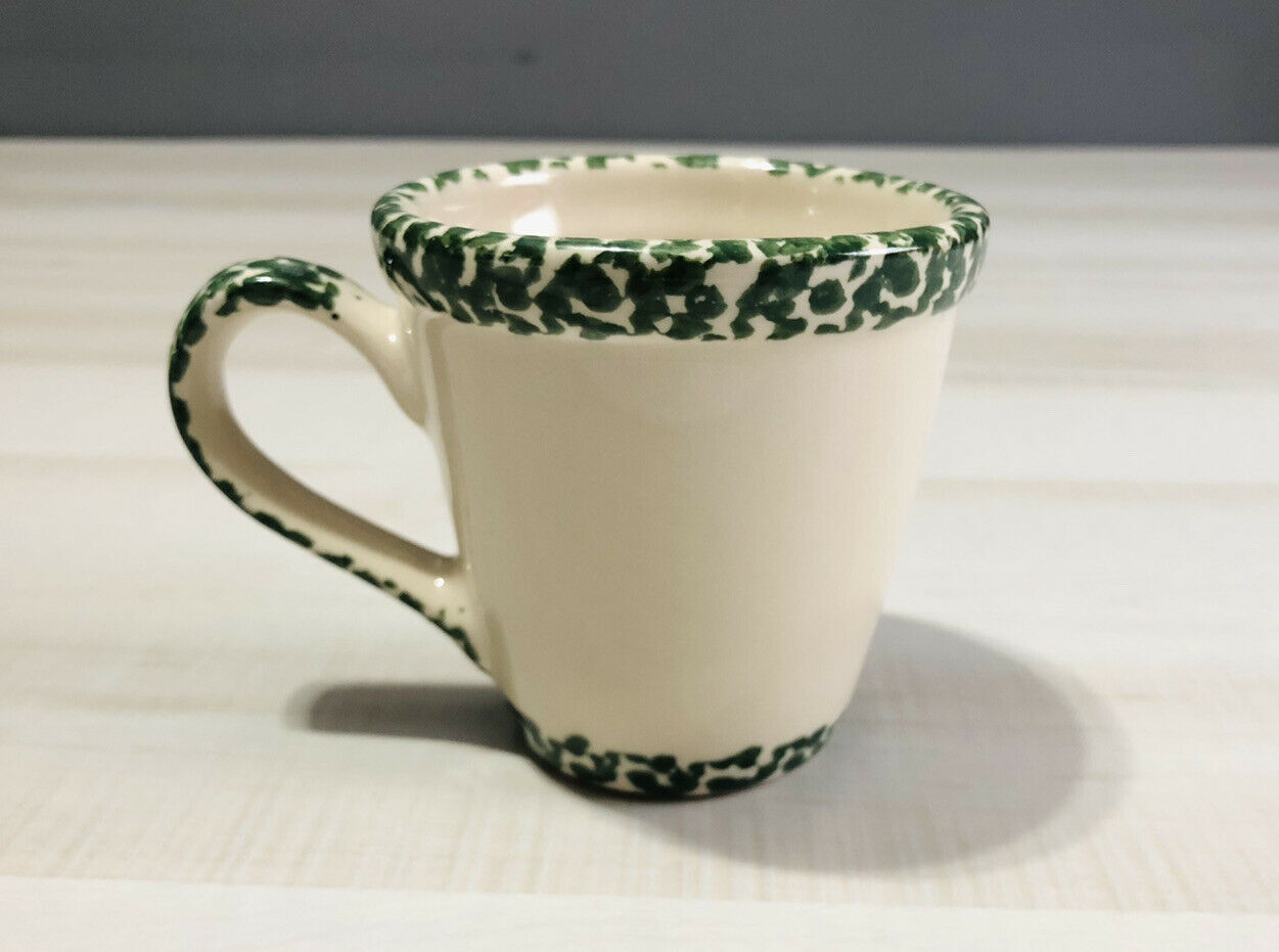 Vintage Gerald E. Henn Pottery Green Spongeware Mug Usa