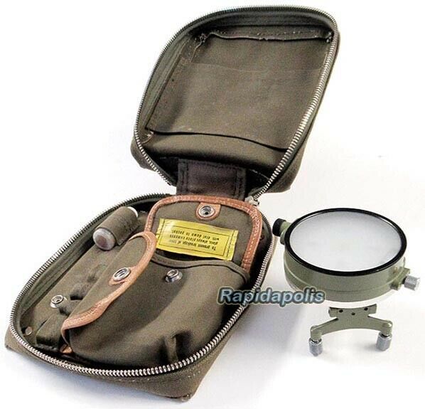 Unusual Vintage Military Compass In Zip-up Od Canvas Case Probably Swiss