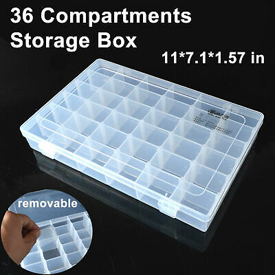 36 Compartments Clear Plastic Storage Box Jewelry Bead Screw Organizer Container