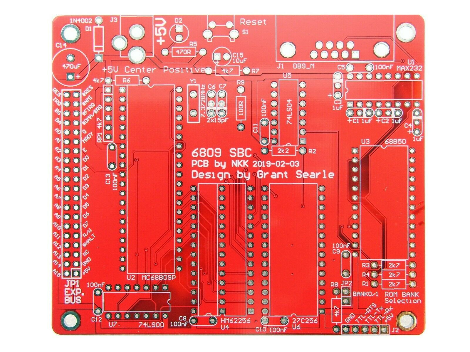 Mc6809 Single Board Computer Pcb Bare Board, 6809 Sbc, New [1pcs]