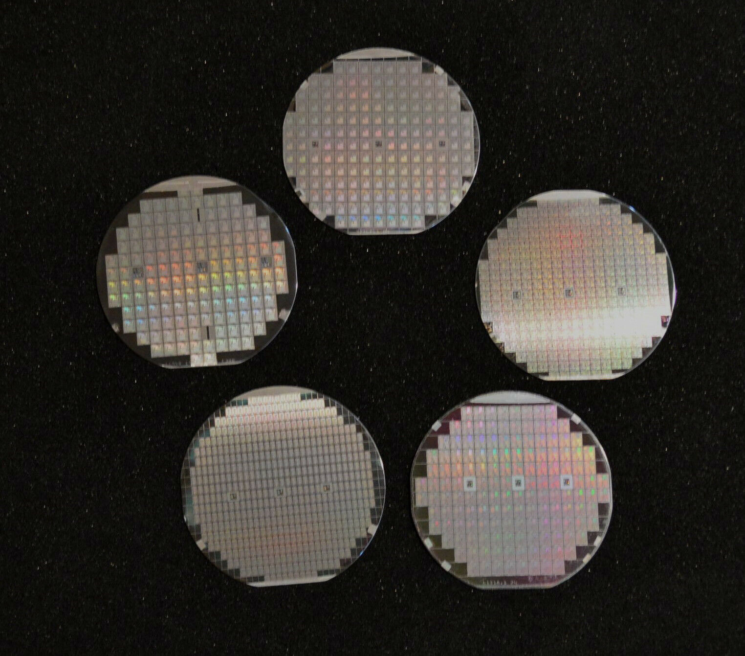 Historic 1970s-1980s Silicon Wafers - Qty Of Five, 4" Wafers Includes One Cpu